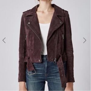 BLANK NYC Suede Moto Jacket SMALL Blackberry